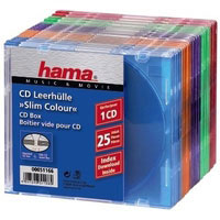 Hama CD Slim Box Pack of 25, Coloured (00051166)